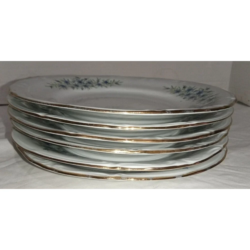 Vintage Favolina Saucers Made in Poland Floral Gold Trim Porcelain 5 5/8